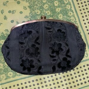 Tano black and silver Gold Clutch kiss lock vintage couch style leather interior